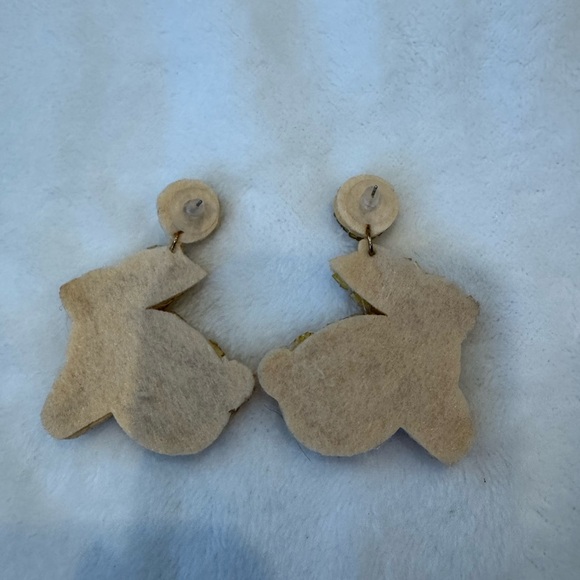 Gold Beaded Pearl Women Easter Bunny Rabbit Earrings - Picture 5 of 5